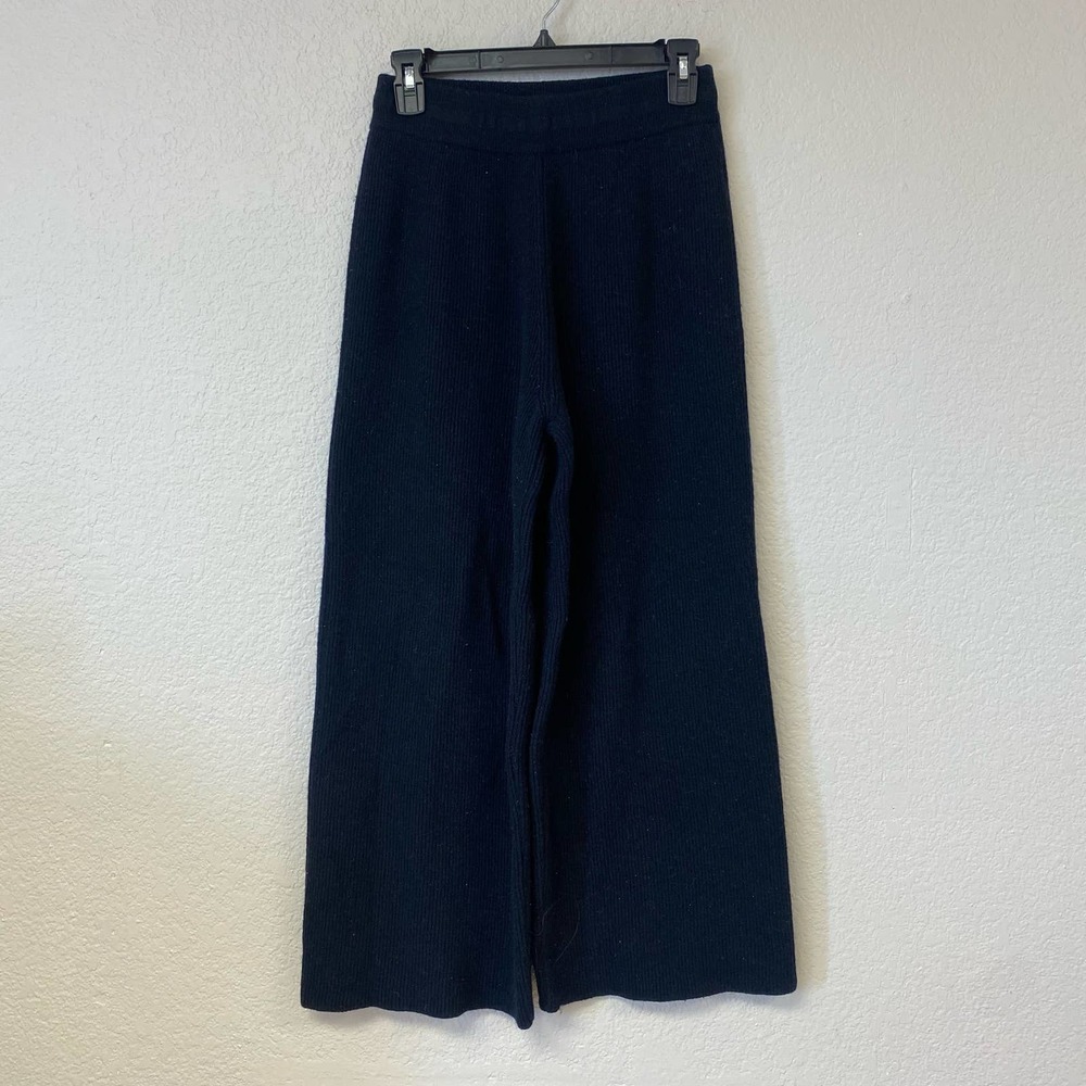 Frankie Shop Navy Wide Leg Rib Knit Lounge Pull On Pants Medium